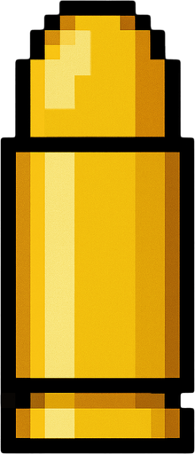 an 16bit 20x40 yellow bullet.
In-Game asset.  2d.  High contrast.  No shadows