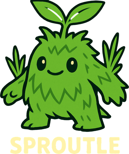 make creature image for grass elemental name is sproutle.
In-Game asset.  2d.  High contrast.  No shadows