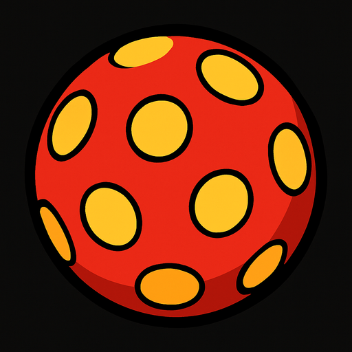 Red boll with dots.
In-Game asset.  2d.  High contrast.  No shadows