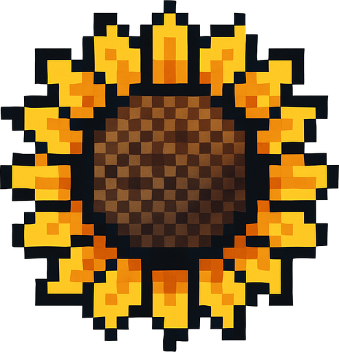 Cabeza de girasol, pixelart.
In-Game asset.  2d.  High contrast.  No shadows
