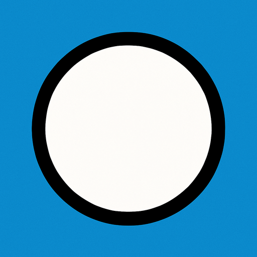 White circle with black outline. Blue background..
In-Game asset.  2d.  High contrast.  No shadows