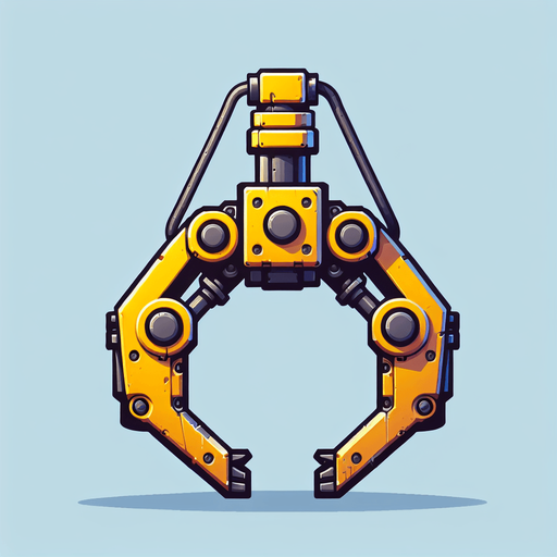 front face view of a yellow grapple excavator arm.
Single Game Texture. Game asset. 2d. Blank background. Color. High contrast. No shadows.