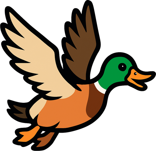 Flying Duck.
In-Game asset.  2d.  High contrast.  No shadows