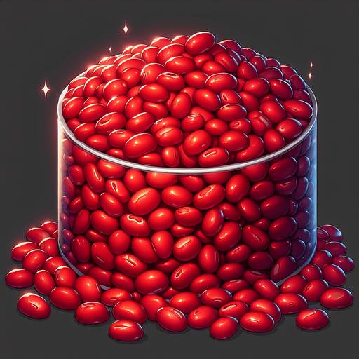 red bean, shiny anime, pile no cup

Single Game Texture. In-Game asset. 2d. Blank background. High contrast. No shadows.