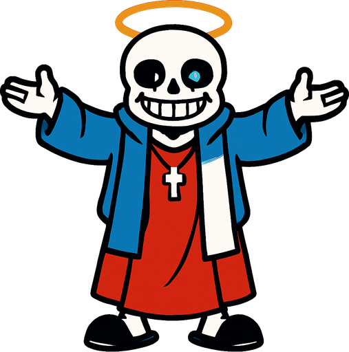 Sans todo poderoso.
In-Game asset.  2d.  High contrast.  No shadows