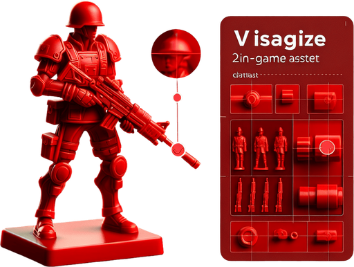 a red toy soldier Single Game Texture. In-Game asset. 2d. Blank background. High contrast. No shadows.