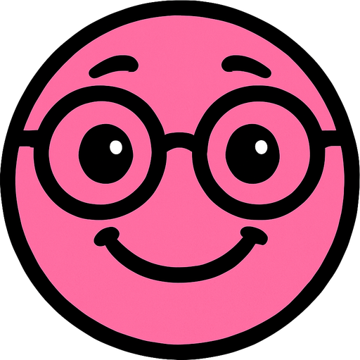 pembe sempatik yüz gözlüklü.
In-Game asset.  2d.  High contrast.  No shadows