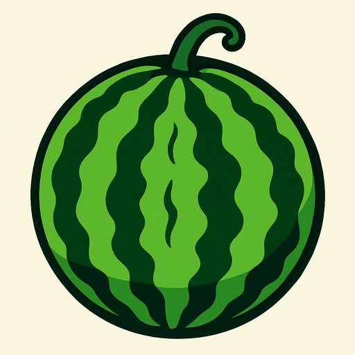 a green water melon.
In-Game asset.  2d.  High contrast.  No shadows