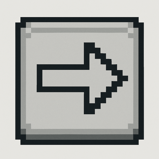 Cuadro gris con bordes negros que dentro tenga una flecha apuntando a la derecha pixelada.
In-Game asset.  No shadows