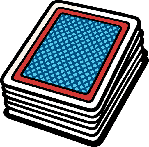 Pila de cartas visto desde atras.
In-Game asset.  2d.  High contrast.  No shadows