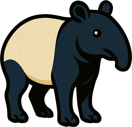 tapir.
In-Game asset.  2d.  High contrast.  No shadows