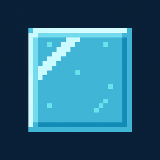 Make a 2D top down pixelated flat image of glass.
In-Game asset.  2d.  High contrast.  No shadows