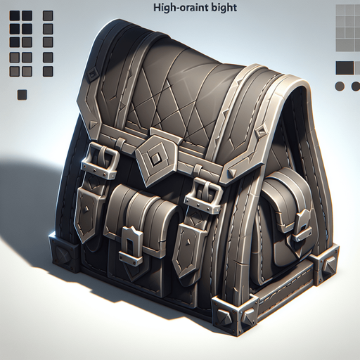 Bag.
Single Game Texture. In-Game asset. 2d. Blank background. High contrast. No shadows.