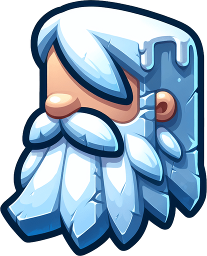 Froozen beard, cartoon, sideview Single Game Texture. In-Game asset. 2d. Blank background. High contrast. No shadows.