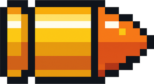 pixel art bullet.
In-Game asset.  2d.  High contrast.  No shadows