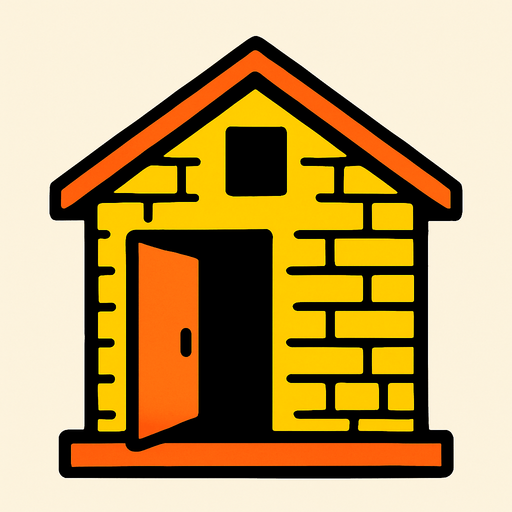 yellow house, open door looking left.
In-Game asset.  2d.  High contrast.  No shadows