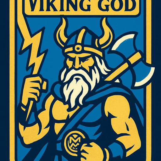 viking god card.
In-Game asset.  2d.  High contrast.  No shadows