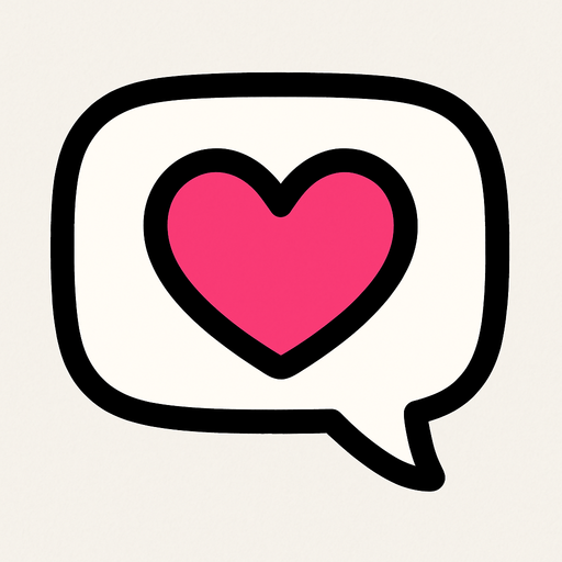 Create a cute speech bubble with a heart.
In-Game asset.  2d.  High contrast.  No shadows