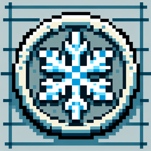 game coin with a snowflake symbol. pixelated. 8 bit. Single Game Texture. In-Game asset. 2d. Blank background. High contrast. No shadows.
