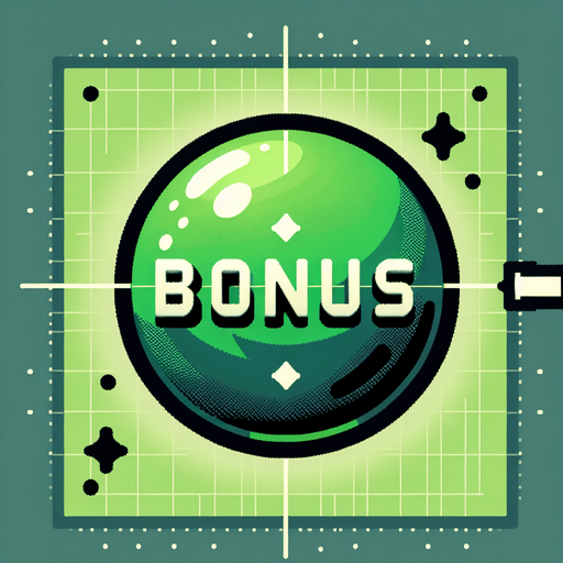 A Green ball written bonus.
Single Game Texture. In-Game asset. 2d. Blank background. High contrast. No shadows.