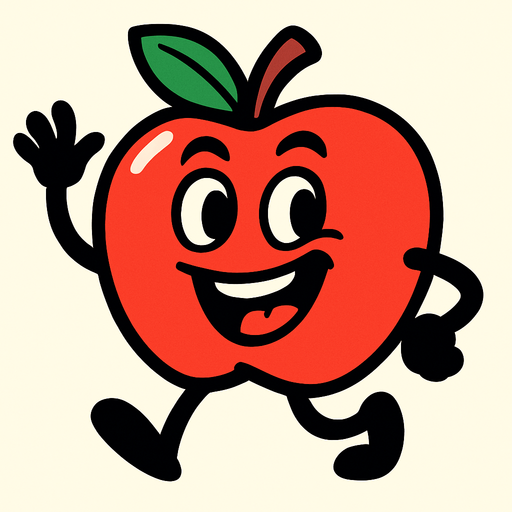 manzana animada.
In-Game asset.  2d.  High contrast.  No shadows