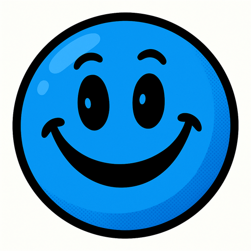 blue happy ball.
In-Game asset.  2d.  High contrast.  No shadows