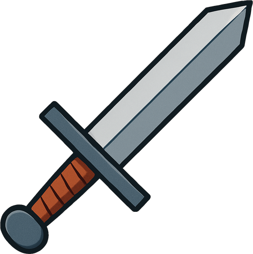 Basic sword.
In-Game asset.  2d.  High contrast.  No shadows