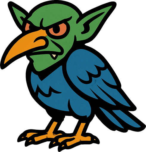 2d bird goblin.
In-Game asset.  2d.  High contrast.  No shadows