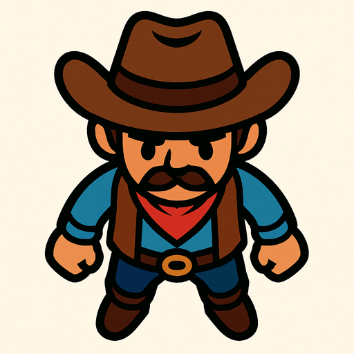 Top view cowboy good..
In-Game asset.  2d.  High contrast.  No shadows