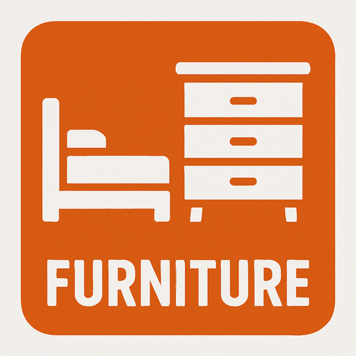 Eşya kategorisi butonu. Üstünde "furniture" yazsın.
In-Game asset.  2d.  High contrast.  No shadows