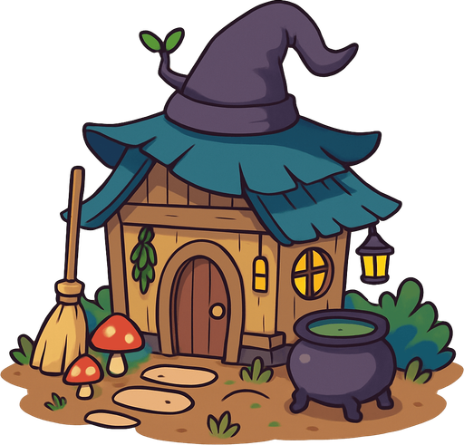 witch hut. rpg. 2d. no shadows.