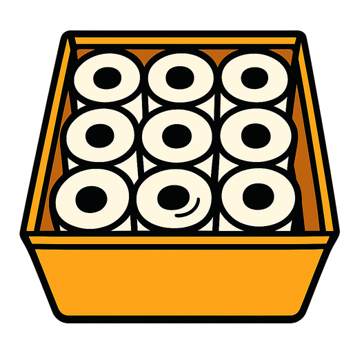 Box of toilet paper top down.
In-Game asset.  2d.  High contrast.  No shadows