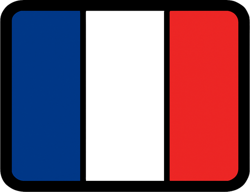 Fransa bayrağı.
In-Game asset.  2d.  High contrast.  No shadows
