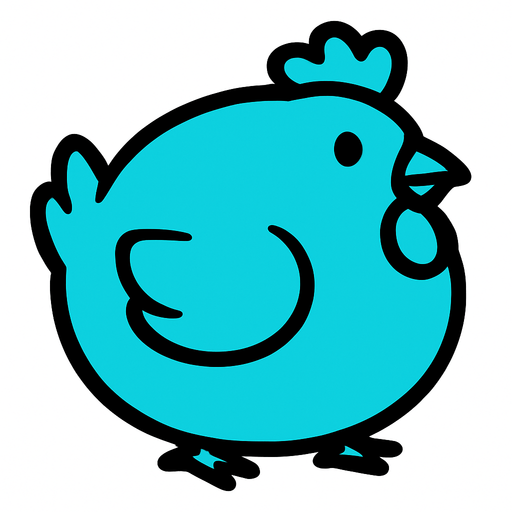 cyan chicken ball.
In-Game asset.  2d.  High contrast.  No shadows