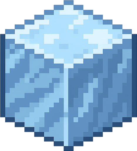 2d pixel ice block. No background. Transparent background. Blank background. No shadows. 2d. In-Game asset. flat