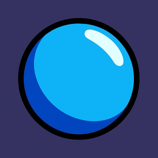 blue ball.
In-Game asset.  2d.  High contrast.  No shadows