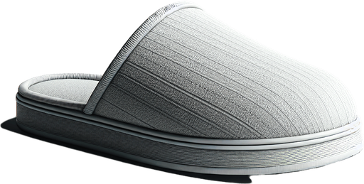 one house slipper side view.
Single Game Texture.  In-Game asset.  2d.  Blank background.  High contrast.  No shadows