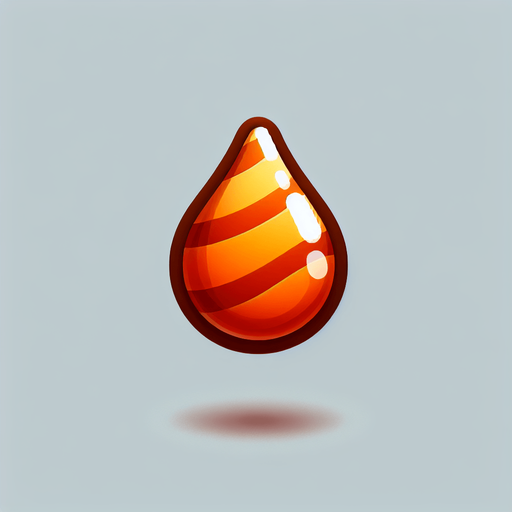 goccia caramella.
Single Game Texture. In-Game asset. 2d. Blank background. High contrast. No shadows.