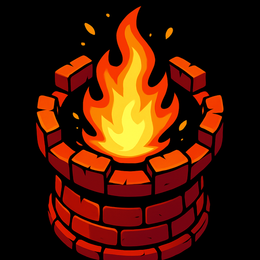 torrre de fuego desde arriba.
In-Game asset.  2d.  High contrast.  No shadows