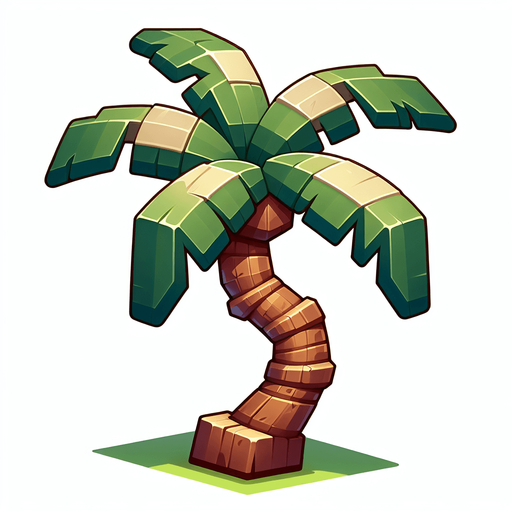 make an image of a cartoon palm tree branch seen from the side

Single Game Texture. In-Game asset. 2d. Blank background. High contrast. No shadows.