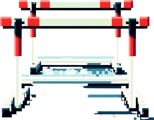 a single olympic hurdle. seen from the front. pixelated. 8 bit.
Single Game Texture. In-Game asset. 2d. Blank background. High contrast. No shadows.
