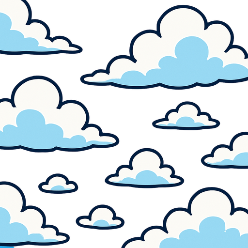Fond d'écran ciel avec nuages.
In-Game asset.  2d.  High contrast.  No shadows