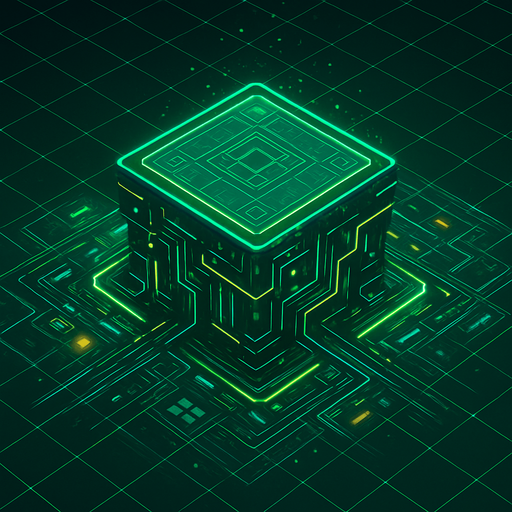 Pack top square of tower facing the screen to use it as a grid. future. seen from above. Cyberpunk. abstract. HD colors. green color.