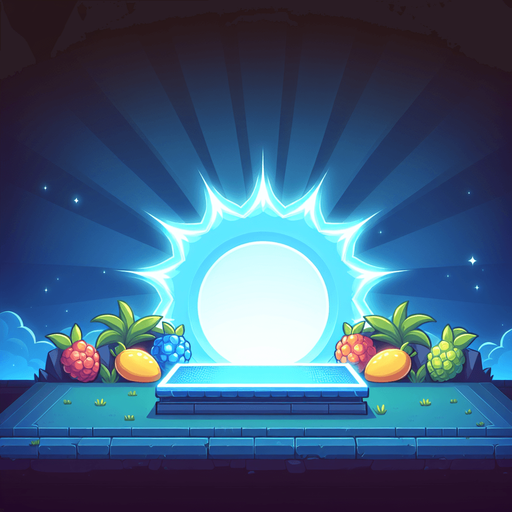 friut ninja game backround with dark blue viggnett at corners and sky blue in the middle glowing board.
Single Game Texture.  In-Game asset.  2d.  Blank background.  High contrast.  No shadows