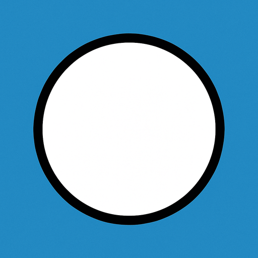 White circle with black outline. Blue background..
In-Game asset.  2d.  High contrast.  No shadows