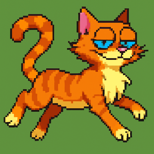 En medio de un salto con el mismo estilo pixel art y fondo verde