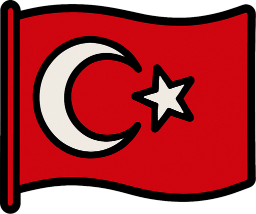 Türkiye bayrağı.
In-Game asset.  2d.  High contrast.  No shadows