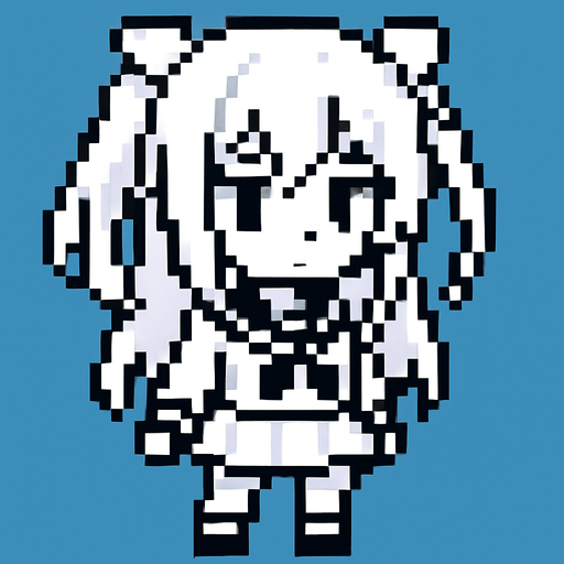 pixel art 2d white anime girl
In-Game asset.  2d.  High contrast.  No shadows