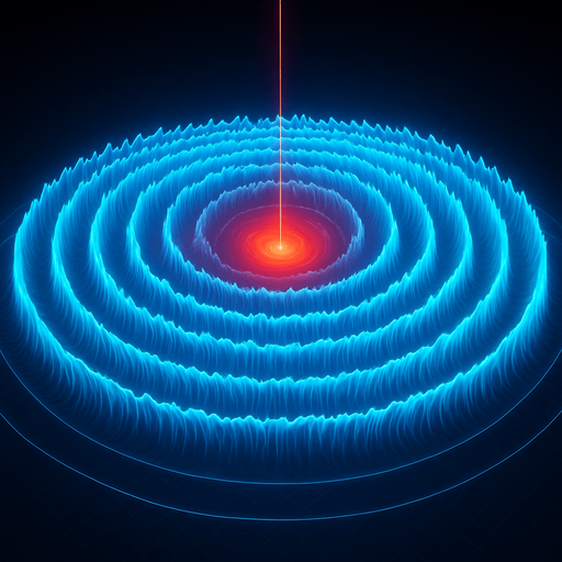 Growing expanding equal height neon hologram tsunami effect