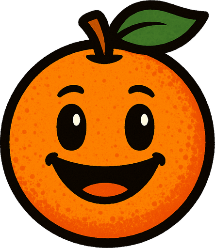 Orange with face.
In-Game asset.  2d.  High contrast.  No shadows